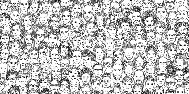 Diverse people banner vector art illustration