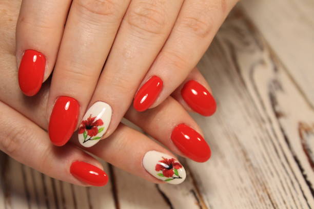 istock Stylish manicure nails color black and silver 1028772172