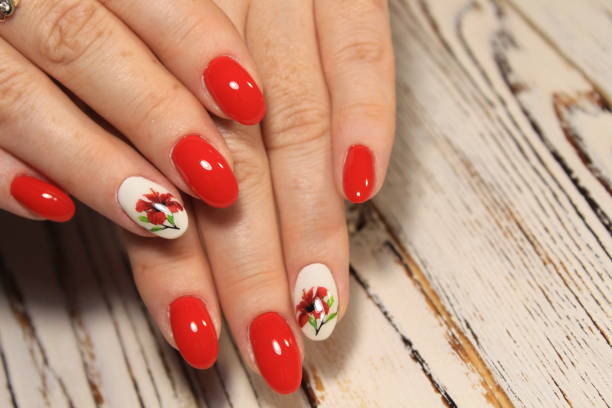 istock glamorous beautiful manicure on a trendy texture background 1028772582