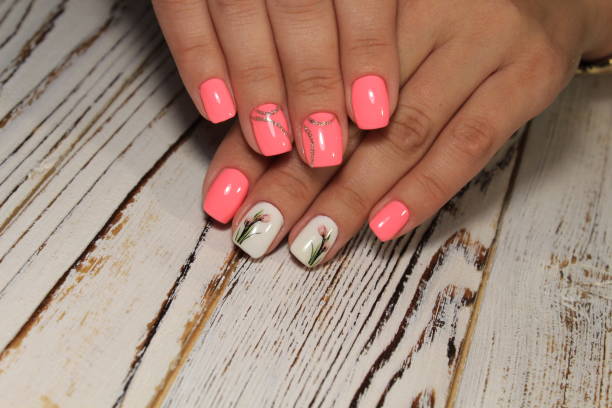 istock glamorous beautiful manicure on a trendy texture background 1028776204