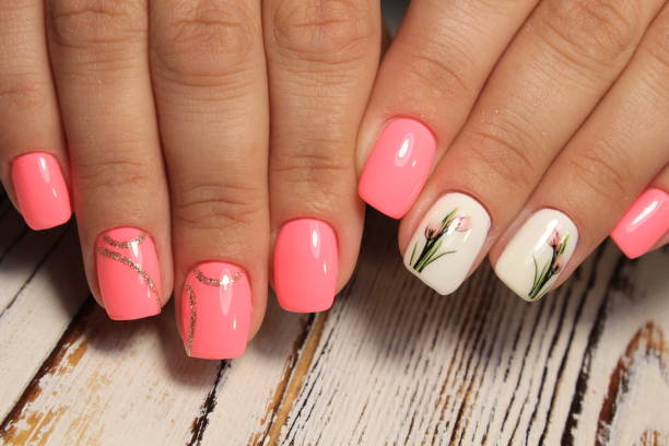 istock glamorous beautiful manicure on a trendy texture background 1028776474