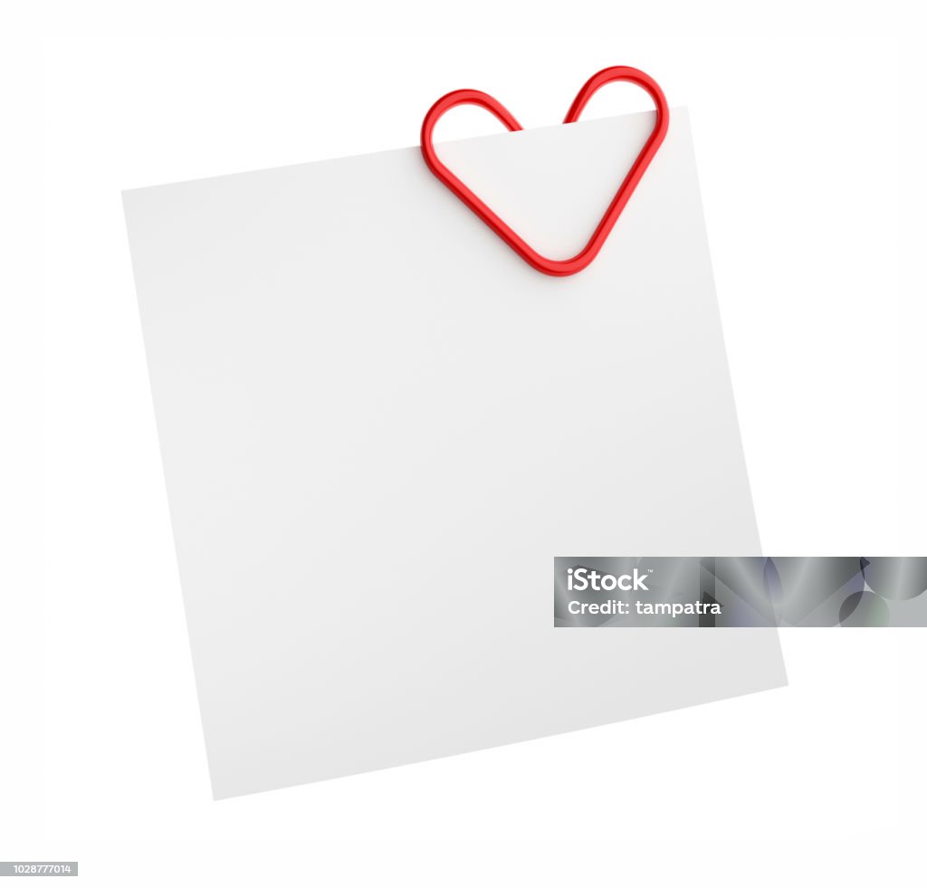 Giấy Ghi Chú Trắng Trắng Và Kẹp Giấy Hình Trái Tim Màu Đỏ Được ...