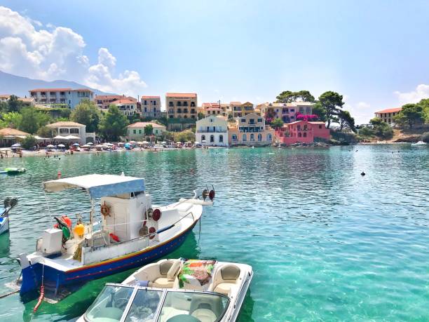 istock Greek Bay, blue sea 1028786444