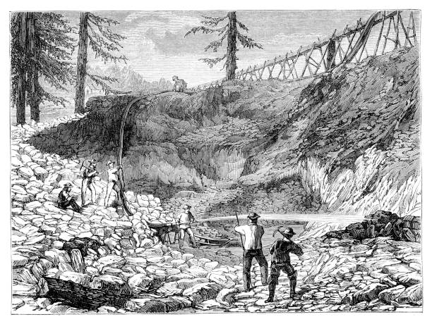 ilustrações, clipart, desenhos animados e ícones de homens de ouro garimpar ouro na mina de ouro da califórnia nos ilustração - gold rush courgette