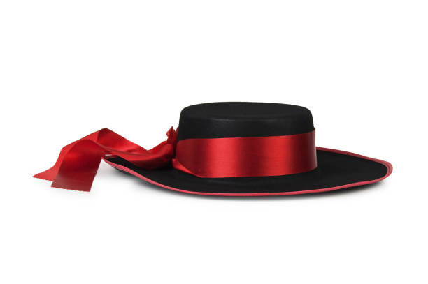 istock Women's black hat with red ribbon 1028791168