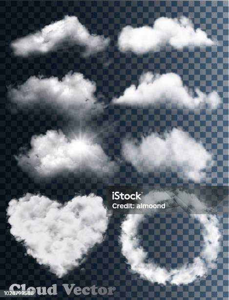 Transparenter Satz Von Cloudvektoren Stock Vektor Art und mehr Bilder von Wolke - Wolke, Wolkengebilde, Freisteller – Neutraler Hintergrund