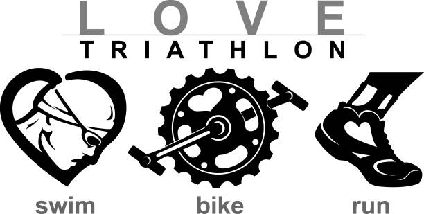 miłość pływać bike run - bicycle pedal stock illustrations