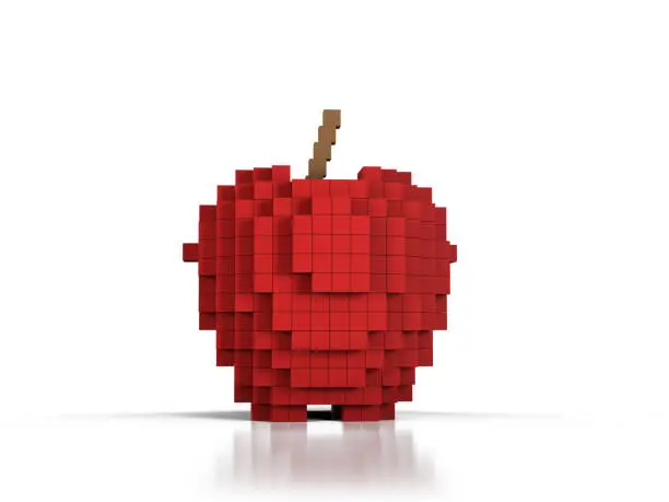 Apple formed by voxels 3D illustration