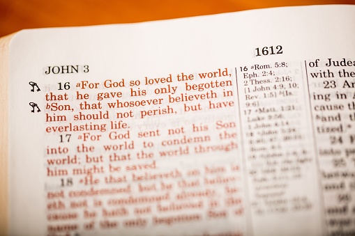 Closeup of John 3 Bible Page