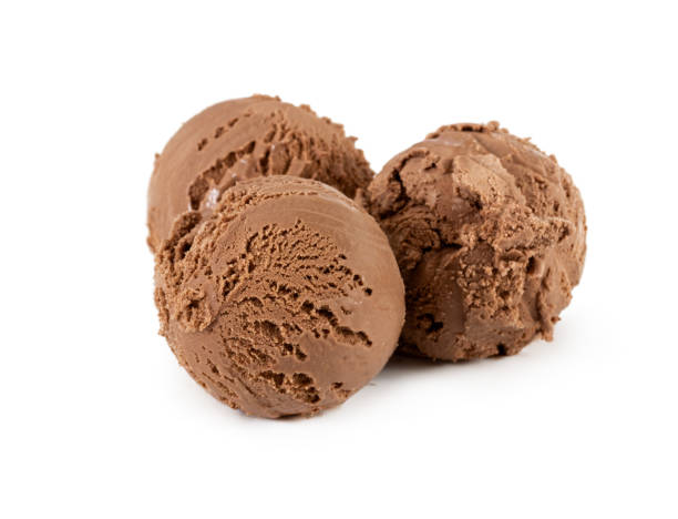 istock Three scoops of chocolate ice cream isolated white 1028818174