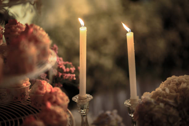 Wedding candles decoration at night
