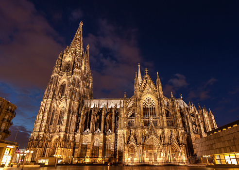 The Gothic Cathedral at night, in Cologne, Germany