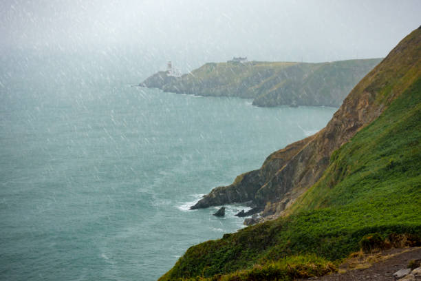 lighthouse at heavy rain in Dublin