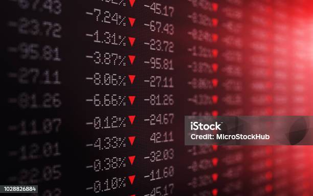 Trading Board Is Showing A Crash In Stok Exchange Market Stock Photo - Download Image Now