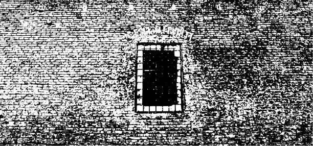 gefängnis-zellwand - prison architecture black white stock-grafiken, -clipart, -cartoons und -symbole