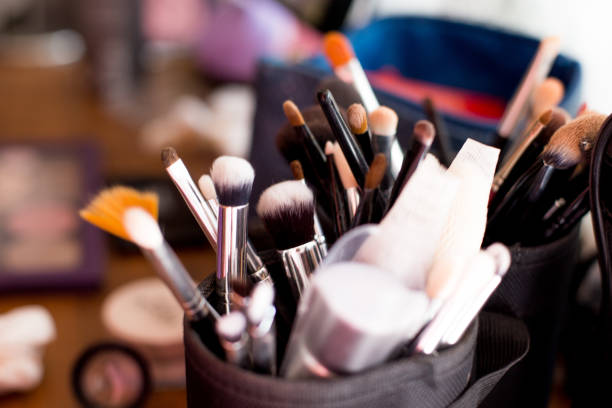 istock Professional makeup brushes in cosmetic store, closeup 1028830184