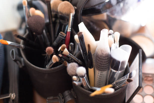 istock Professional makeup brushes in cosmetic store, closeup 1028830202