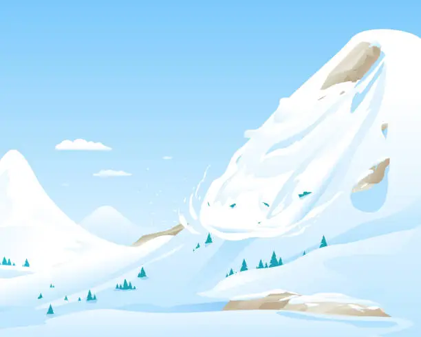 Vector illustration of Avalanche in Mountains