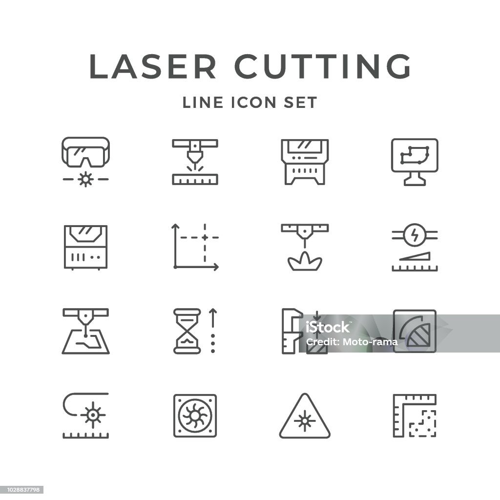 Icônes de la ligne de découpe au laser - clipart vectoriel de Icône libre de droits