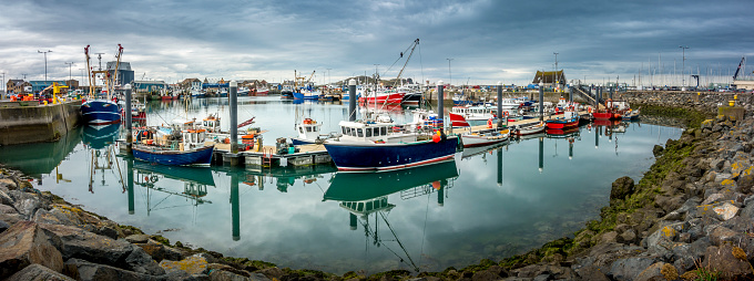 small harbor with fishing boats near Dublin