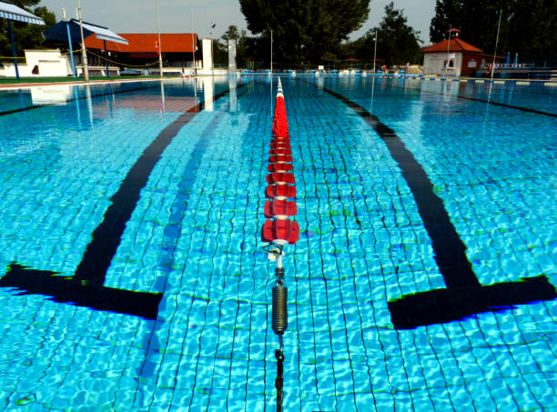 istock open swimming pool with blue water 1028857698