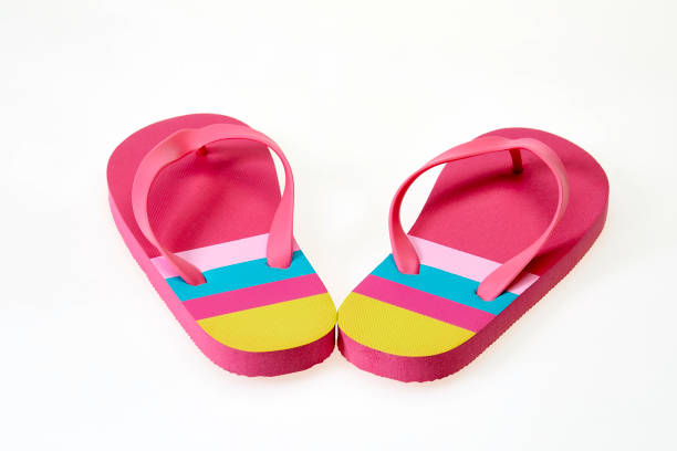 Colorful slippers on white background