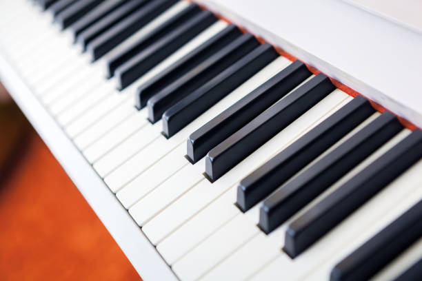 istock Close up of black and white piano keys. 1028886232