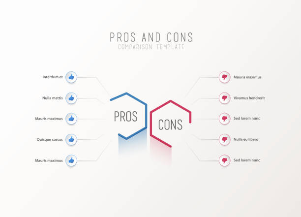 Pros and Cons comparison vector template. Pros and Cons comparison vector template. pricing infographics stock illustrations