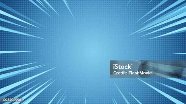 Radial Background Of Halftones And Highspeed Abstract Lines For Anime 3d Illustration Stock Photo - Download Image Now