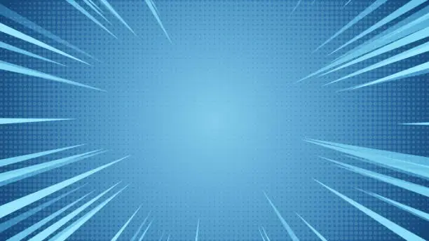 Photo of Radial Background of halftones and high-speed abstract lines for Anime 3d illustration
