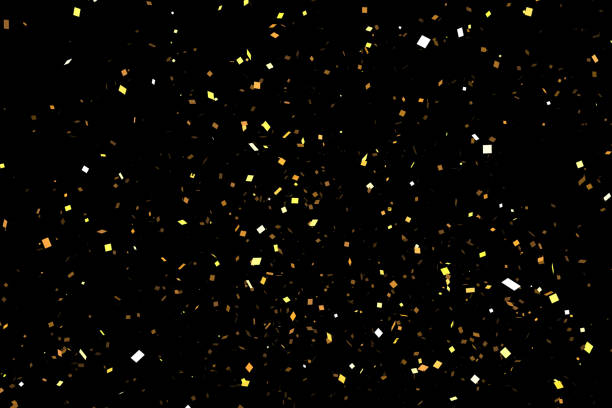 istock Golden Confetti Party Popper Explosions on a Black Backgrounds 3d illustration 1028901070
