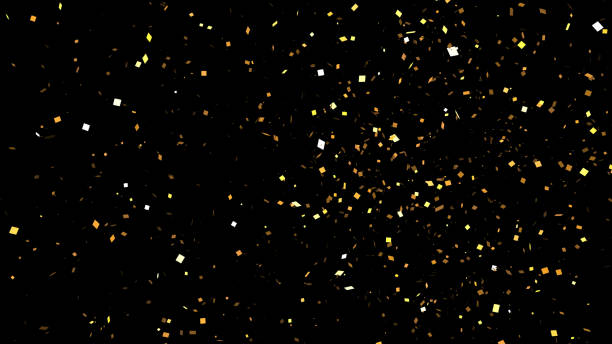 istock Golden Confetti Party Popper Explosions on a Black Backgrounds 3d illustration 1028901080