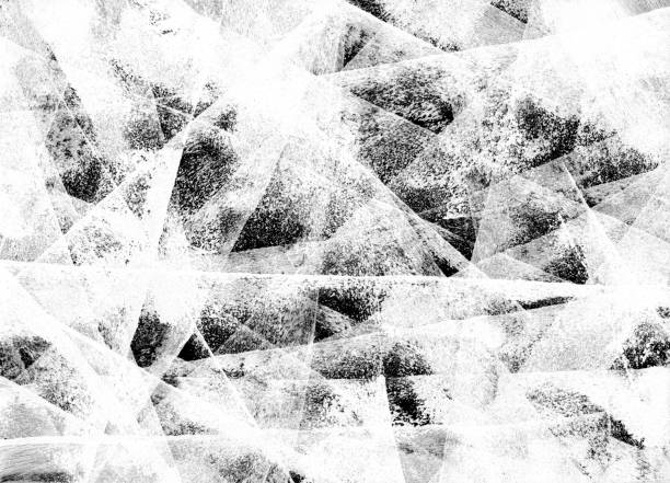 Black paper card painted on white color by paint roller. The white paint with a thick consistency under the pressure of the paint roller get a characteristic unique structure and countless numbers of various triangle shapes.\n\nZoom to see the details. \nHigh resulted file.\nOriginal handmade rectangular background art. Stylish and unique  texture for your design.\nArtwork full of messy irregular lines strips dots made by spontaneous movement by hand.