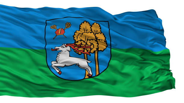 istock Elk City Flag, Poland, Isolated On White Background 1028919710