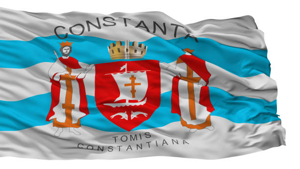 istock Constanta City Flag, Romania, Isolated On White Background 1028925972