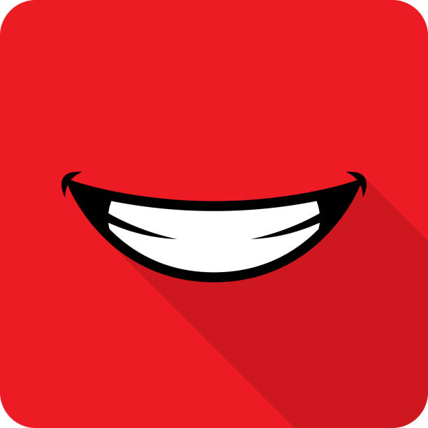 Smile Icon Flat Vector illustration of a red smile icon in flat style. laughing illustrations stock illustrations