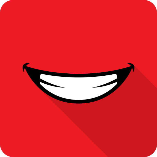 Smile Icon Flat Vector illustration of a red smile icon in flat style. smiles stock illustrations