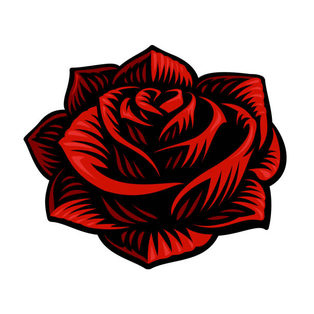  .  Tatuajes De Rosas Rojas Ilustraciones, gráficos vectoriales libres de derechos y clip art