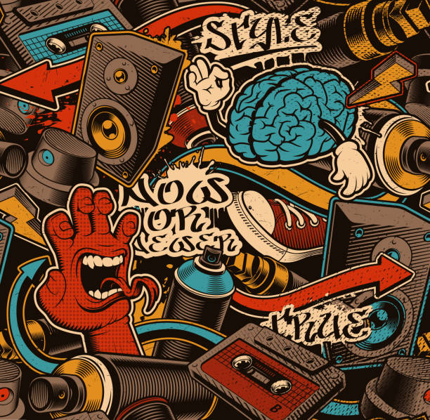 Seamless Graffiti Background Stock Illustration - Download Image Now -  Graffiti, Hip Hop Music, Skateboard - iStock