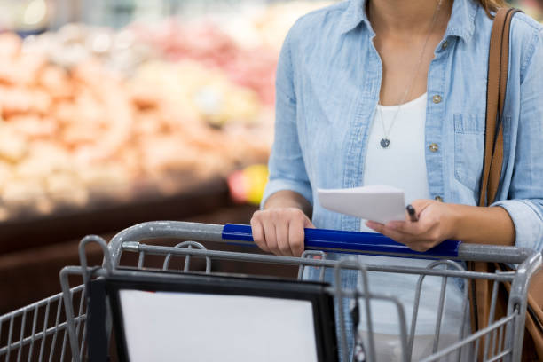 istock Woman reads shopping list 1028962116