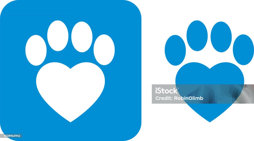 Blue Paw Print Icons Vector illustration of two blue paw print icons. Dog stock vector