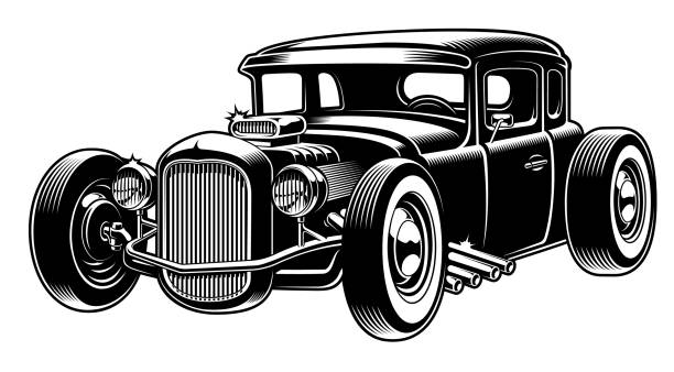 Vector illustration of hot rod Vector illustration of classic hot rod, isolated on the white background. hot rod car stock illustrations