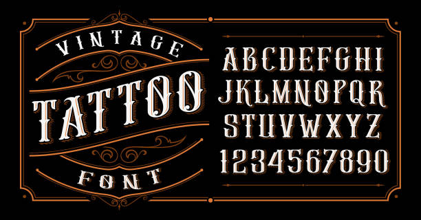ilustrações de stock, clip art, desenhos animados e ícones de vintage tattoo font. - whisky