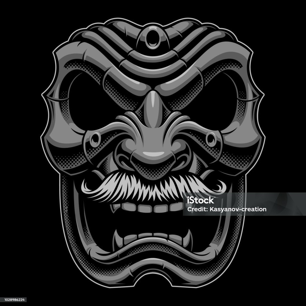 Maschera Samurai Con Mustahce - Immagini vettoriali stock e altre