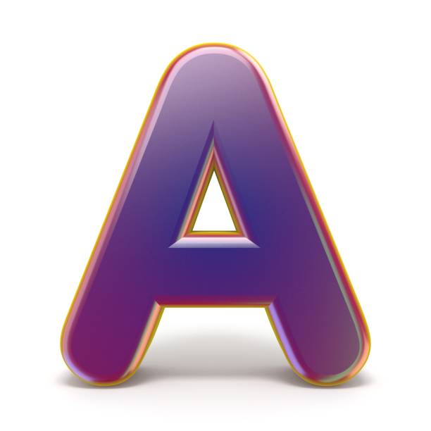 istock Letter A purple font yellow outlined 3D 1028993844