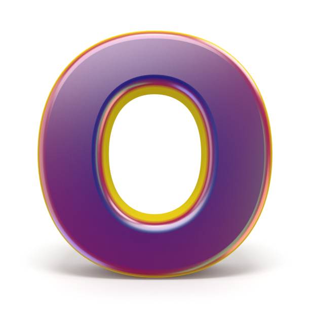 Letter O purple font yellow outlined 3D Letter O purple font yellow outlined 3D rendering illustration isolated on white background 3d red letter o stock pictures, royalty-free photos & images