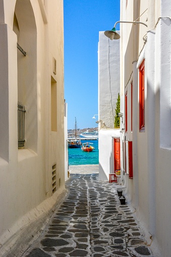 Mykonos town with sea view, Cyclades islands, Greece