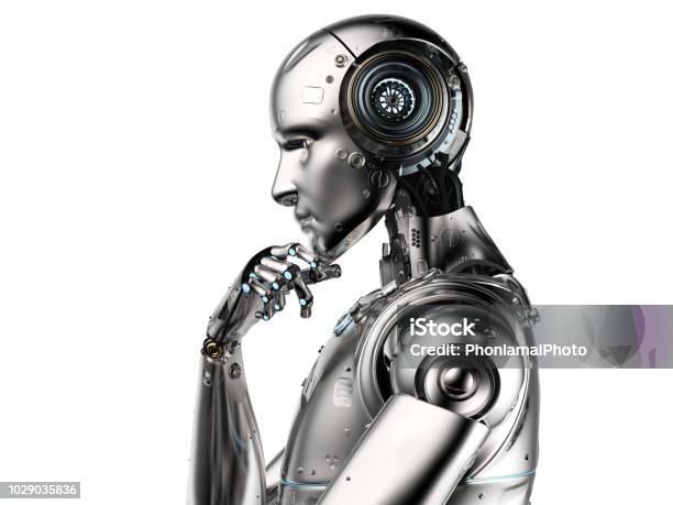 Ai Robot Denken Stockfoto und mehr Bilder von Roboter - Roboter, Künstliche Intelligenz, Weißer Hintergrund