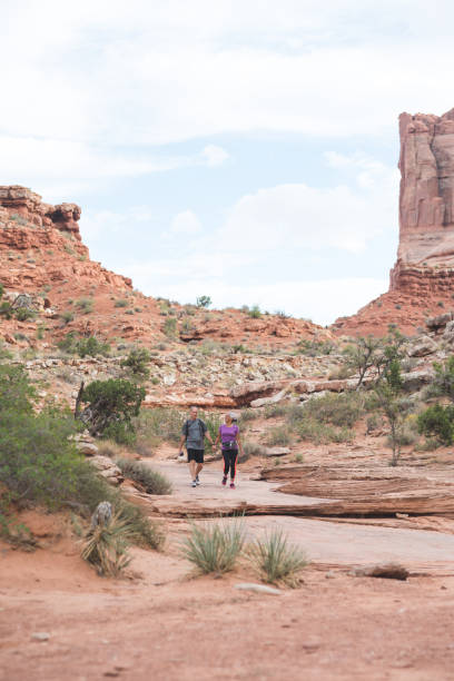 istock Senior couple hiking in the desert 1029041876
