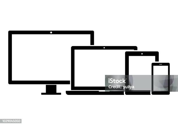 Laptop Computer Monitor Tv Tablet Smartphone Icon Set Stock Illustration - Download Image Now